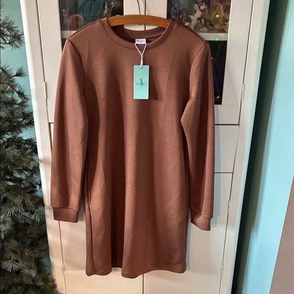 Wiholl Dresses & Skirts - Wiholl sz S Brown Sweatshirt Dress nwt soft buttery feel with pockets